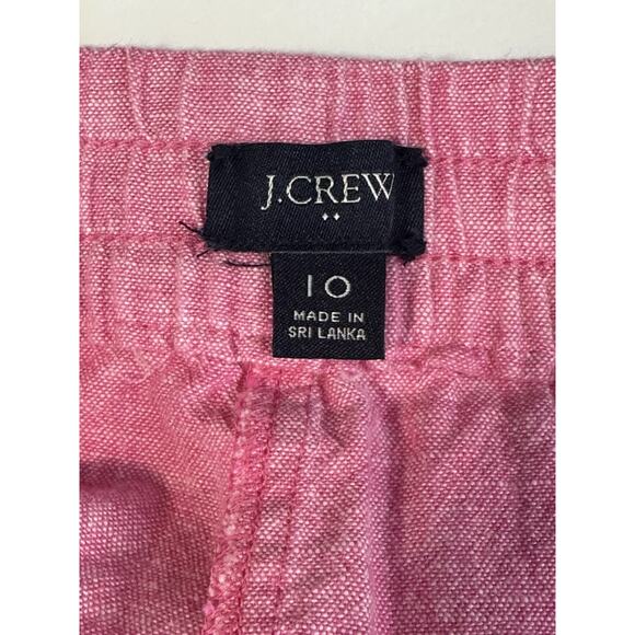 J. Crew Women's Size 10 Linen Cotton Blend Drawstring Pants Pink Cuffed Ankle - Picture 10 of 12